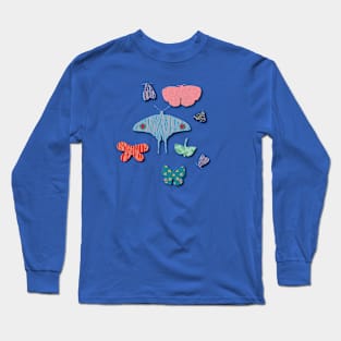 Moth Blue Long Sleeve T-Shirt